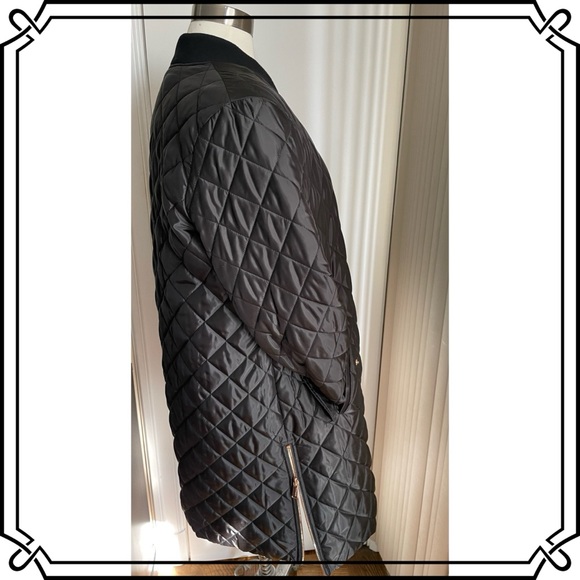 BCBG Generation Diamond Quilted Long Line Bomber Coat w knit collar & cuffs - Picture 4 of 9